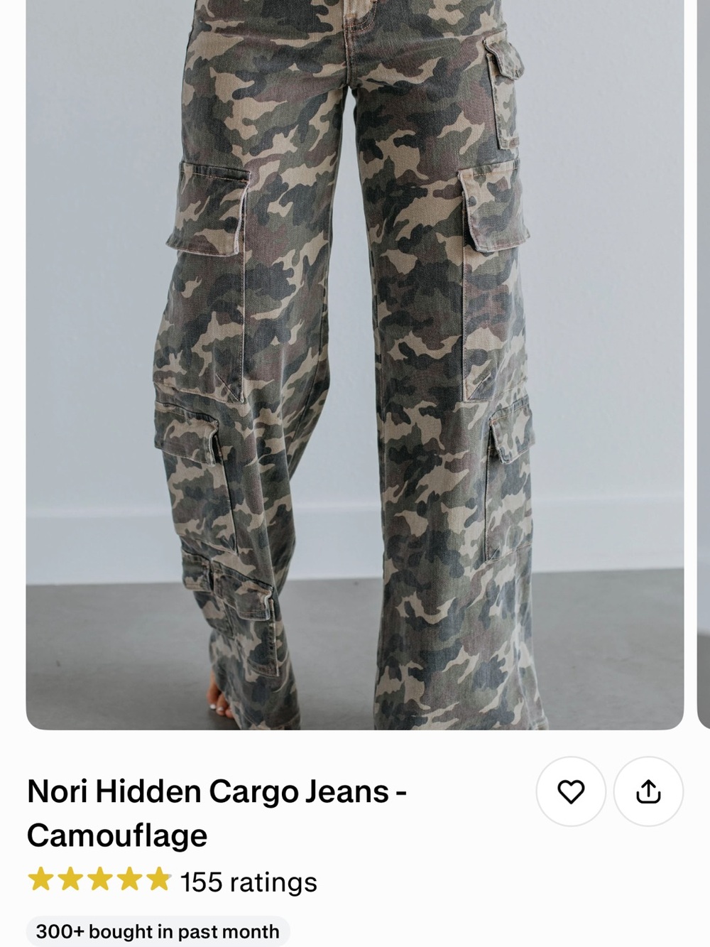 Nori Hidden Cargo Jeans - Camouflage Boot Cut